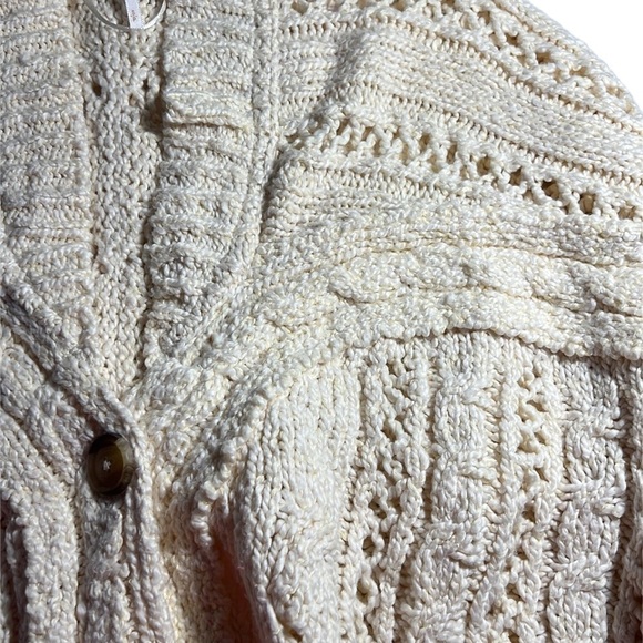 NWOT Free People - Cable Stitch Cardigan Button Front Cream Pockets Size Small - Picture 13 of 13